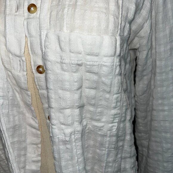 ANTHROPOLOGIE ANTHRO White Cotton Button Down Textured Tunic Cover-up Top - EUC - Picture 4 of 12